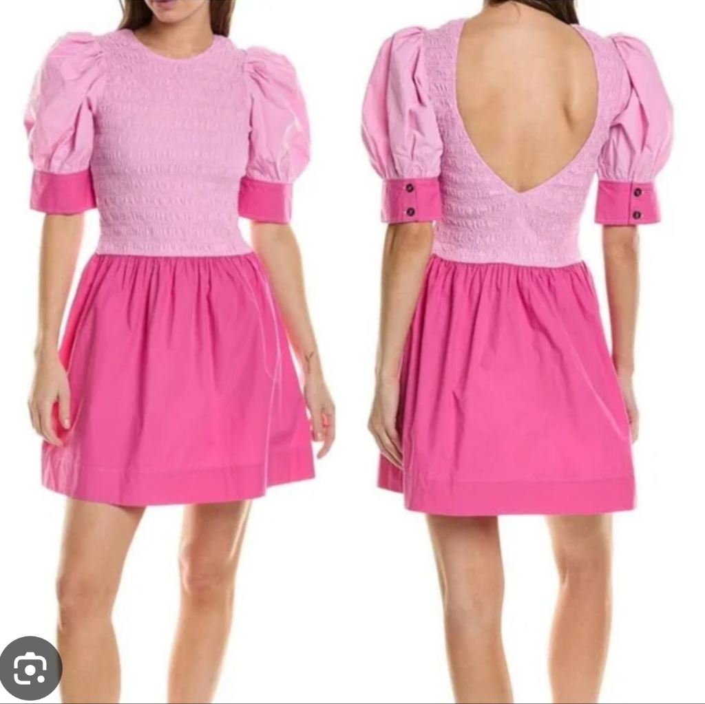Ganni Nwt Pink Cotton Poplin Smock Mini Dress 6